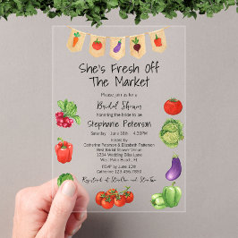 Invitaciones Acrílicas Está fresca fuera del mercado Veggies Bridal Showe