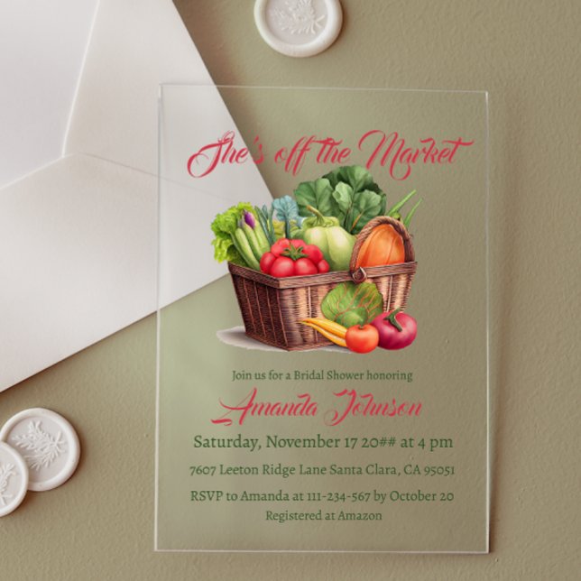 Invitaciones Acrílicas Está fuera del mercado, casa de campo, ducha de no (Subido por el creador)