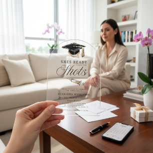 Invitaciones Acrílicas Está lista para tomar el mando Graduación Acrílico