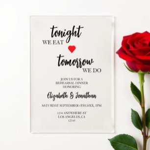 Invitaciones Acrílicas Esta Noche Comemos, Mañana Hacemos Cena De Ensayos