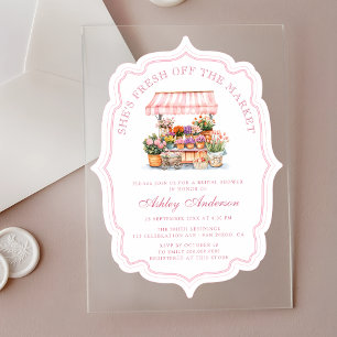 Invitaciones Acrílicas Está recién salida de la ducha de novia del mercad