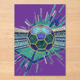 Invitaciones Acrílicas Estadio de Fútbol Mosaic Explosión Abstracto Copa 