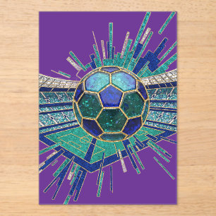 Invitaciones Acrílicas Estadio de Fútbol Mosaic Explosión Abstracto Copa 