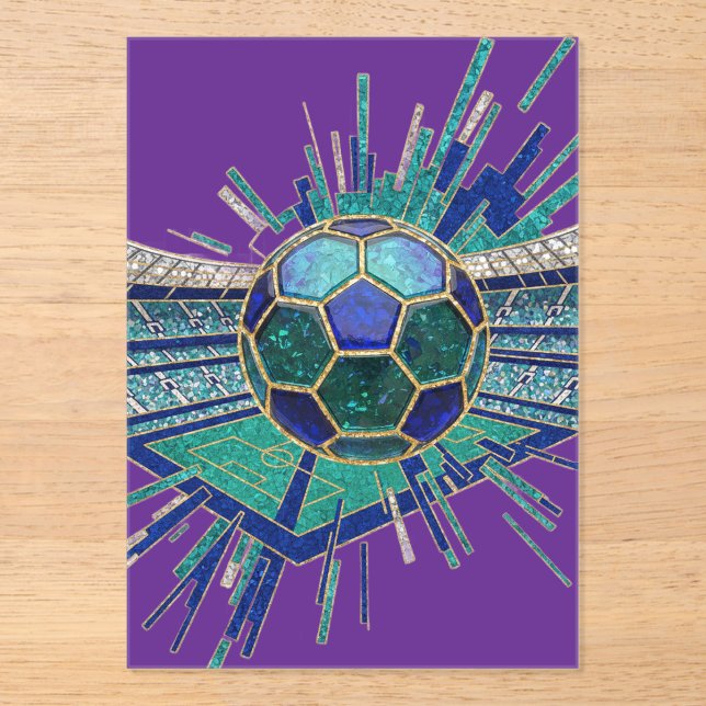 Invitaciones Acrílicas Estadio de Fútbol Mosaic Explosión Abstracto Copa  (Anverso)