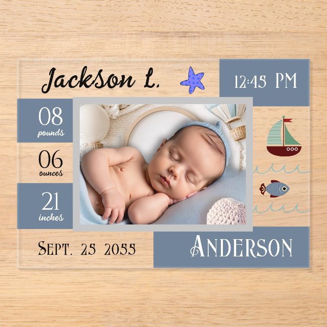 Invitaciones Acrílicas Estadísticas de nacimientos de bebés Una Invitació (Anverso)