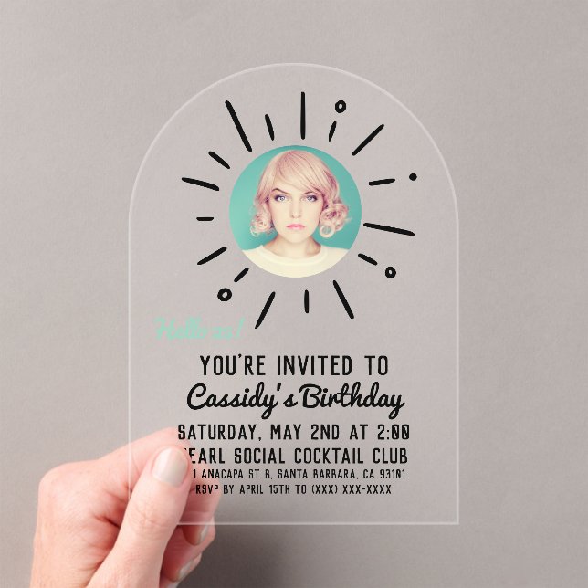Invitaciones Acrílicas ESTALLIDO DE ESTRELLAS | Cumpleaños con Foto Simpl (Insitu (portátil))