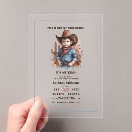 Invitaciones Acrílicas “Este No Es Mi Primer Rodeo” Vaquero Occidental Rú