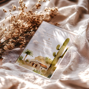 Invitaciones Acrílicas Estilo Boda de Hacienda del desierto