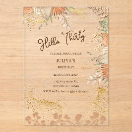 Invitaciones Acrílicas Estilo bohemio 30.º Fiesta de cumpleaños