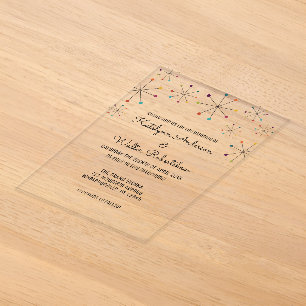 Invitaciones Acrílicas Estilo de boda retro vintage moderno de mediados d