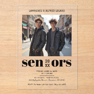 Invitaciones Acrílicas Estilo Editorial Cool Seniors Grad Foto TMF26