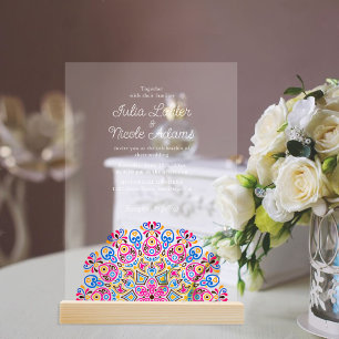 Invitaciones Acrílicas Estilo Mandala de Boda Art Déco Ornamentado Clásic