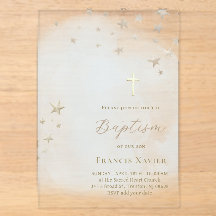 estrellas beige en nube azul pastel | Bautizo
