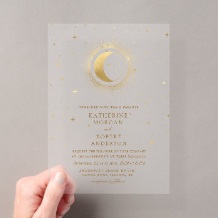 Invitaciones Acrílicas Estrellas Celestiales Boda de Medianoche