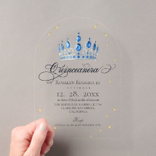 Invitaciones Acrílicas Estrellas Celestiales Modernas Princesa Quinceañer