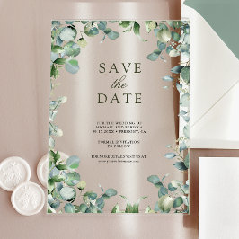 Invitaciones Acrílicas Eucalipto Boda Guardar la Fecha