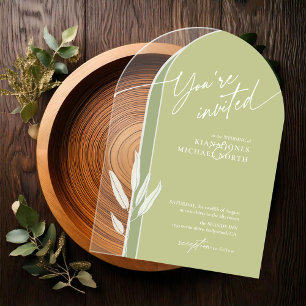 Invitaciones Acrílicas Eucalyptus Color Tones Boda Green ID901
