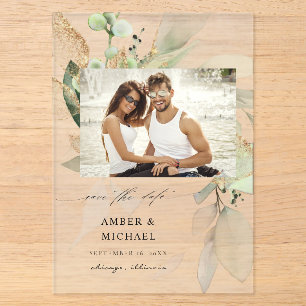 Invitaciones Acrílicas Eucalyptus Glow Foto Guardar la Fecha 3