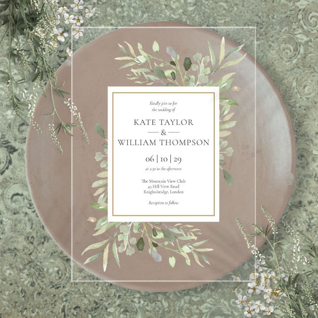 Invitaciones Acrílicas Eucalyptus Greenery Boda de acuarela botánica (Eucalyptus Greenery Botanical Watercolor Wedding Acrylic Invitations)