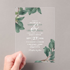 Invitaciones Acrílicas Eucalyptus Greenery Boda transparente
