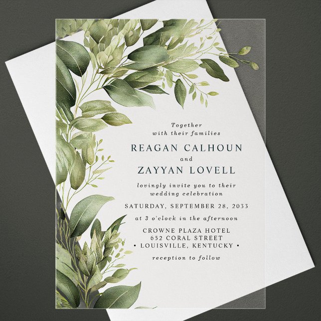Invitaciones Acrílicas Eucalyptus Greenery deja Boda moderno (Subido por el creador)