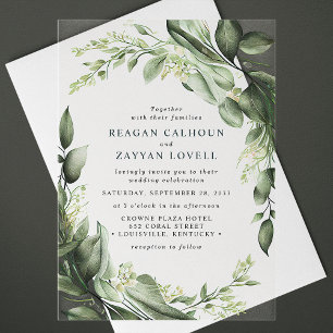 Invitaciones Acrílicas Eucalyptus Leaves Wreath Boda moderno
