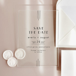 Invitaciones Acrílicas EVERLY Arte Moderno Deco de Boda Guardar la Fecha