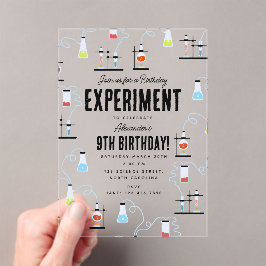 Invitaciones Acrílicas Experimento en química niños Fiesta de cumpleaños