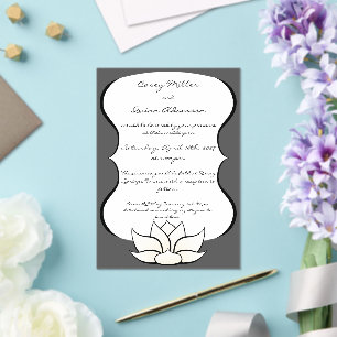 Invitaciones Acrílicas Exquisito Loto en Peltre y Boda Blanca