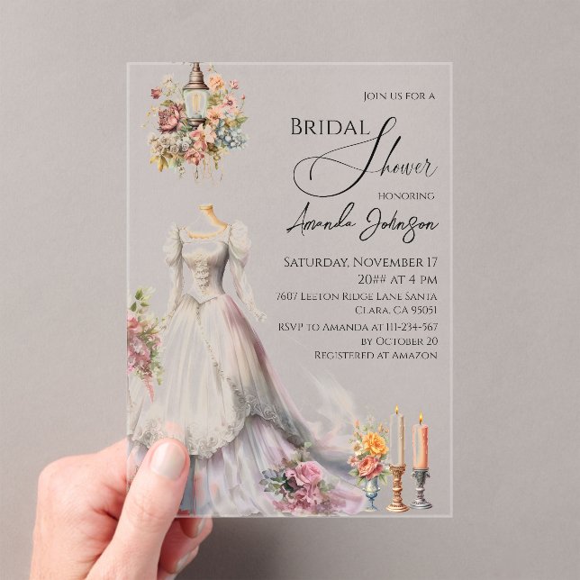 Invitaciones Acrílicas Extravagante Boda victoriano vestido con ducha de  (Insitu (portátil))