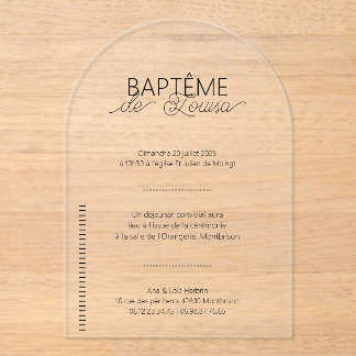 Invitaciones Acrílicas Faire-Part de Baptême Louisa