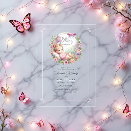 Invitaciones Acrílicas Fairy Butterfly Garden Flutter Love Baby Shower