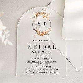 Invitaciones Acrílicas Fall Autumn Wildflower Crest Bridal Shower