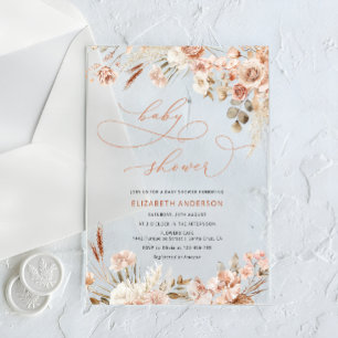 Invitaciones Acrílicas Fall Boho Sexo Floral Neutral Baby Shower