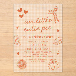 Invitaciones Acrílicas Fall Cute Hand Drawn Our Little Cutie Pie Birthday