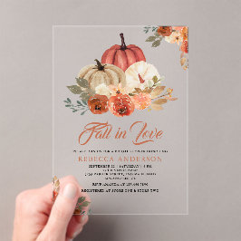 Invitaciones Acrílicas Fall in Love Terracotta Rust Pumpkin Bridal Shower