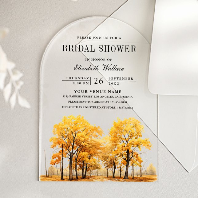Invitaciones Acrílicas Fall Oak Trees Bridal Shower (Subido por el creador)
