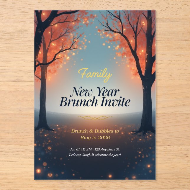 Invitaciones Acrílicas Family New Year Brunch Acrylic Invitation   (Anverso)