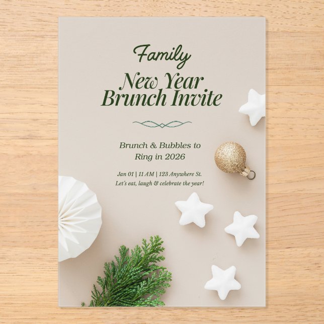Invitaciones Acrílicas Family New Year Brunch Invitation 2026  (Anverso)
