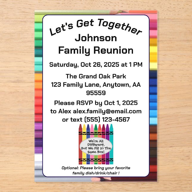 Invitaciones Acrílicas Family Reunion Acrylic Invitation Card (Anverso)