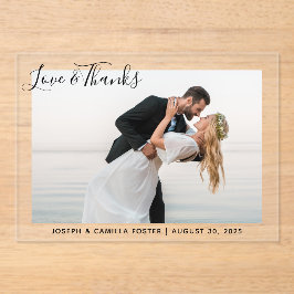 Invitaciones Acrílicas Fantasía Amor y Gracias Foto de Boda