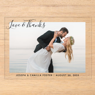 Invitaciones Acrílicas Fantasía Amor y Gracias Foto de Boda 