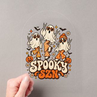 Invitaciones Acrílicas Fantasmas Retro Espeluznantes SZN | Diseño de Hall