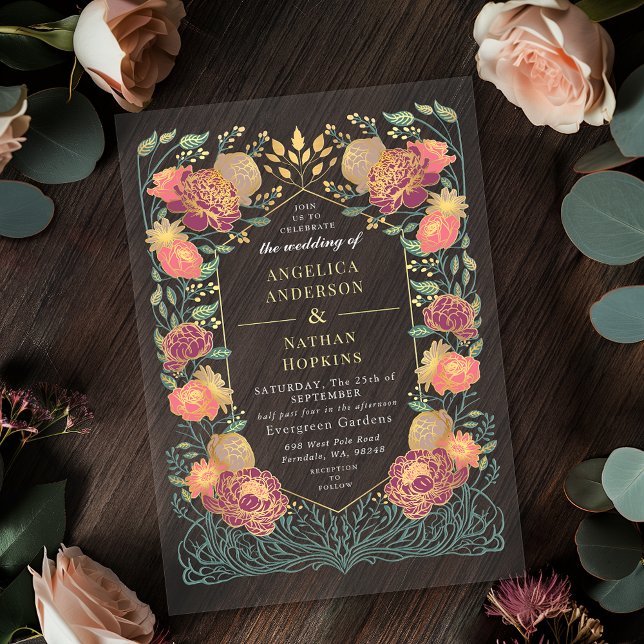 Invitaciones Acrílicas Fantasy Enchanted Pink Purple Floral Wedding (Subido por el creador)