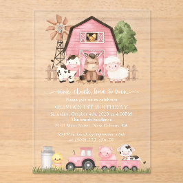 Invitaciones Acrílicas Farm Animals, Cute Animals, Barn, First Birthday