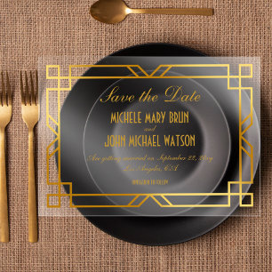 Invitaciones Acrílicas Faux Gold Frame Elegant Save the Date