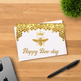 Invitaciones Acrílicas Faux purpurina Queen Bee Happy Birday