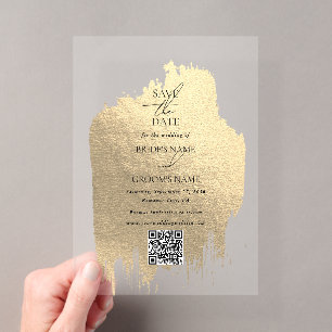 Invitaciones Acrílicas Fechas de guardado de boda modernas con lámina de 