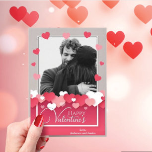 Invitaciones Acrílicas Felices fotos de San Valentín de corazones rosados