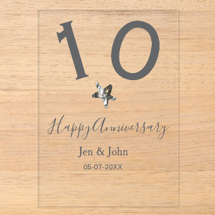Invitaciones Acrílicas Feliz 10º aniversario nombre fecha estrella de met
